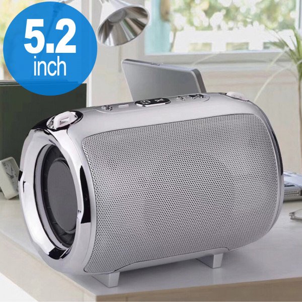 Wholesale Aluminum Drum Style Portable Bluetooth Speaker with Carry Strap S518 (Silver)